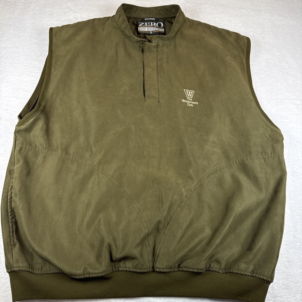 Zero Restriction Golf Vest Mens XL Olive Green Sleeveless Pullover Windermere